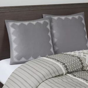 Ink + Ivy Isla Embroidered Euro Sham Set(2), Gray